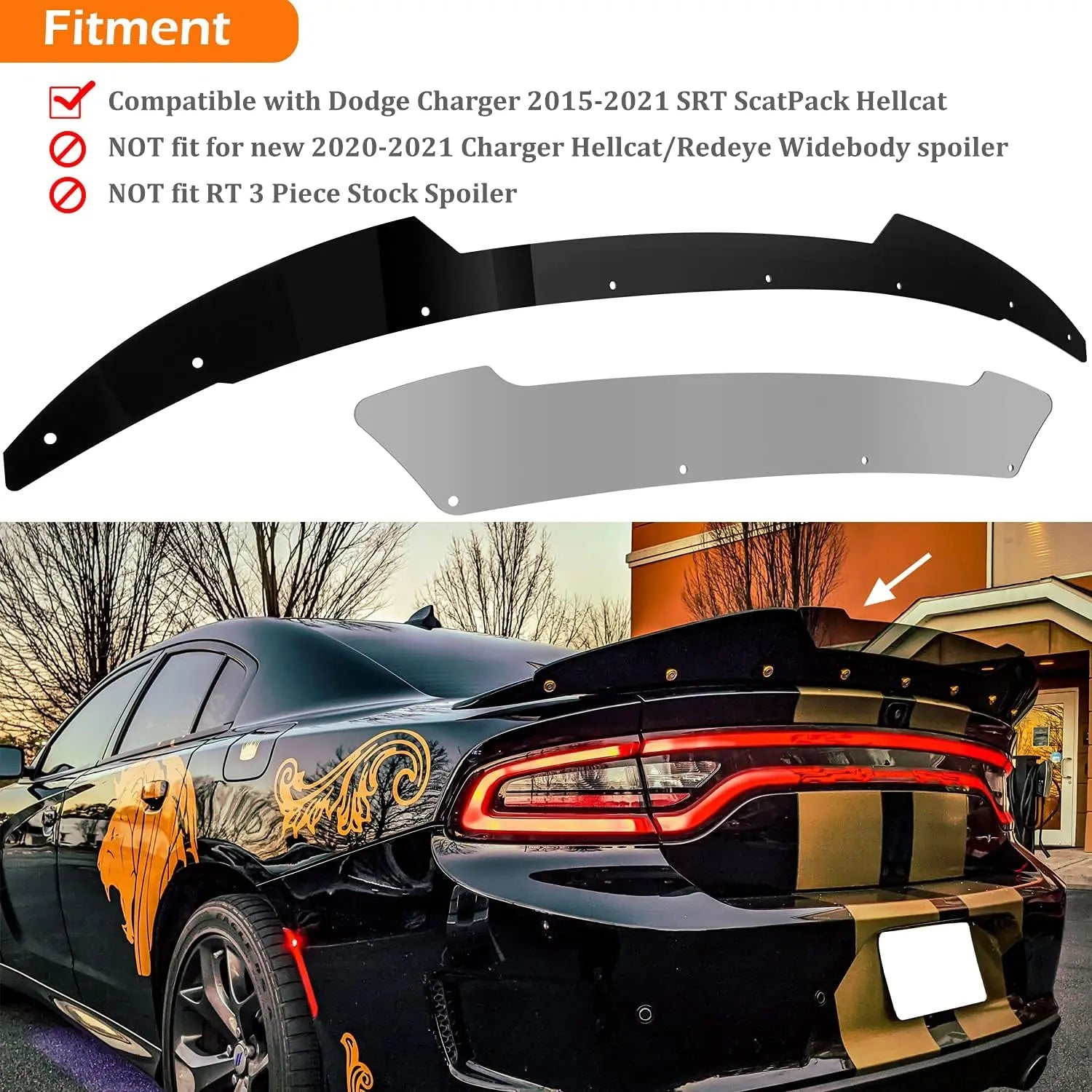 Rear Wickerbill Spoiler - Dodge Charger 2015-2021 SRT ScatPack Hellcat V2