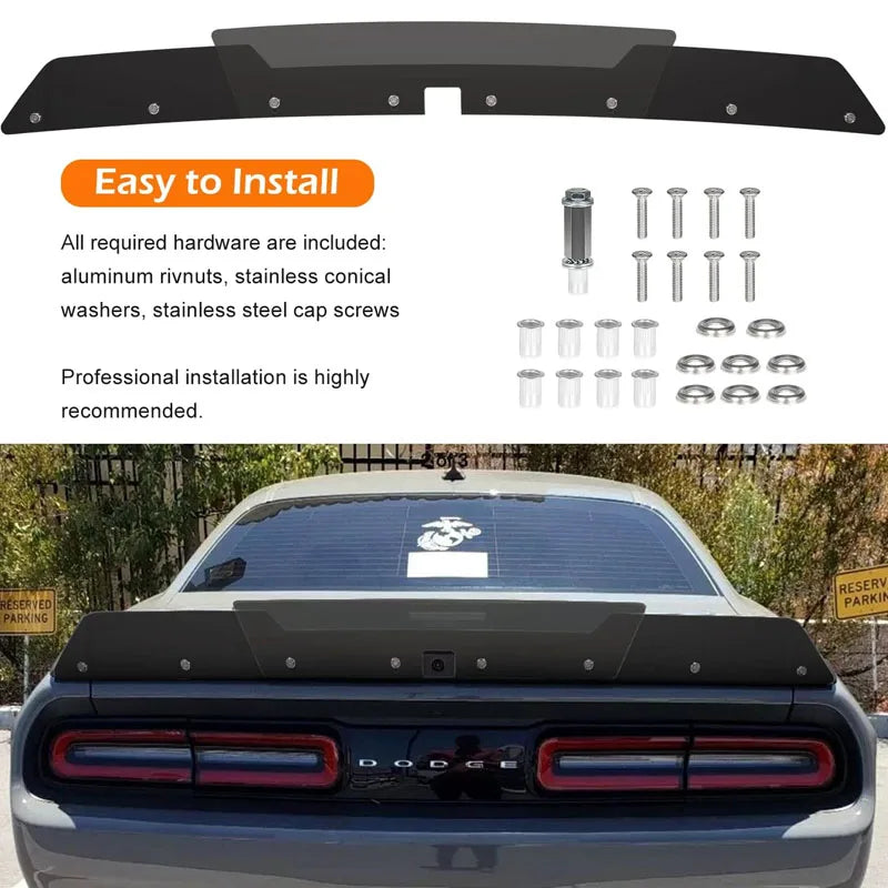 Rear WickerBill Spoiler - Dodge Challenger 2015-2021 SRT RT Hellcat Scat Pack with Back Up Camera