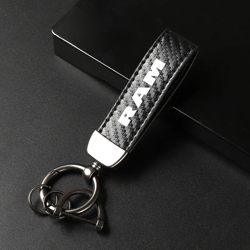 Carbon Fiber Leather Keychain