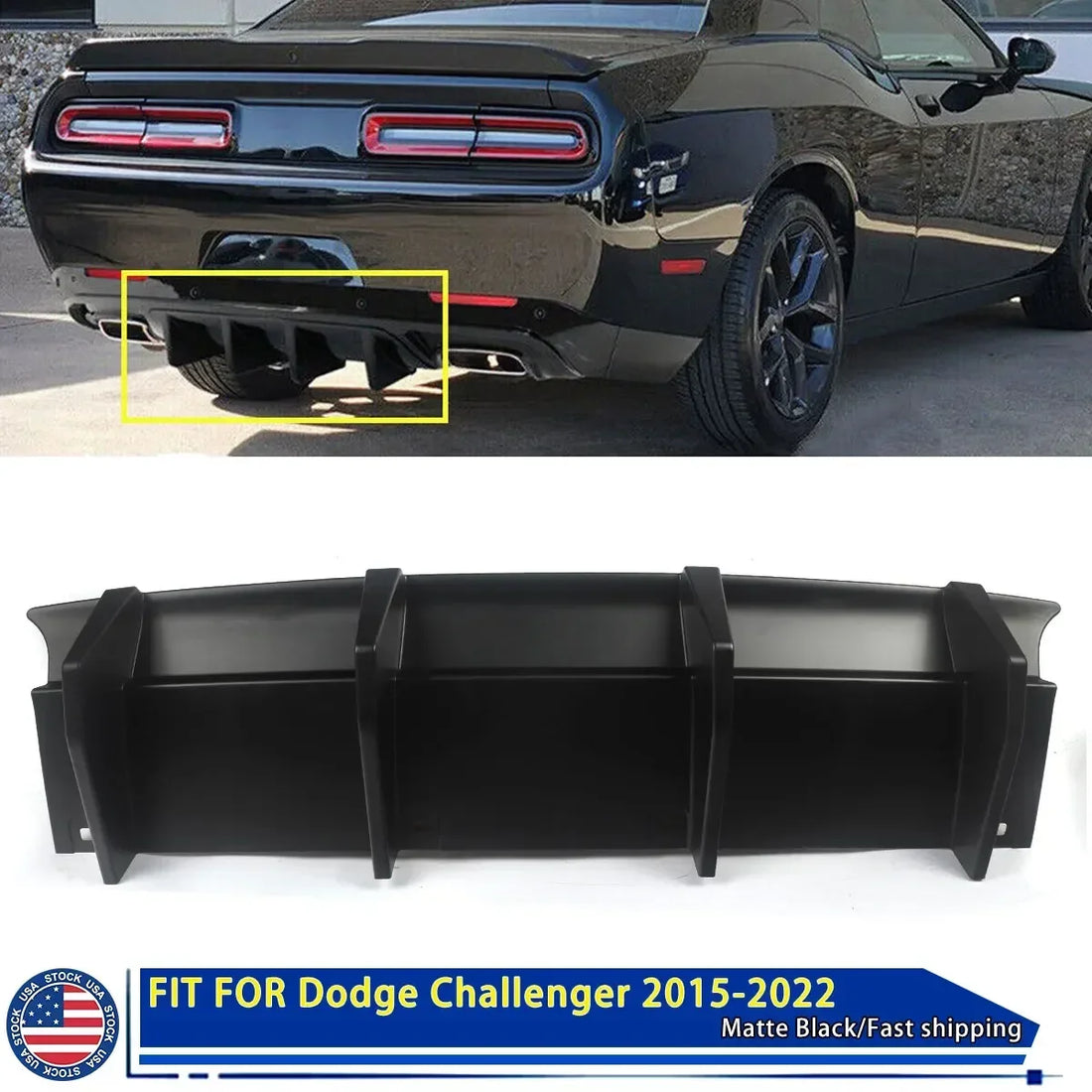 Dodge Challenger 2015-2022 Black Rear Diffuser