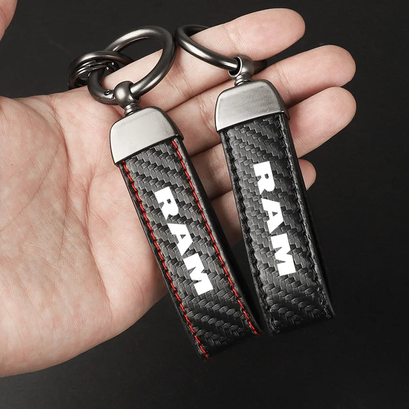 Carbon Fiber Leather Keychain