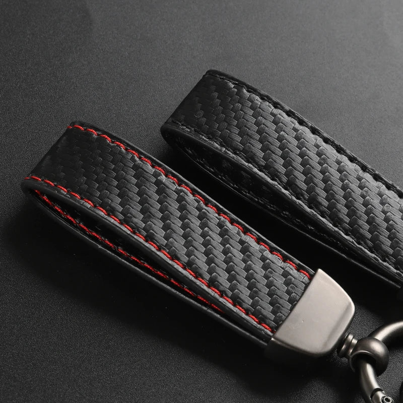 Carbon Fiber Leather Keychain