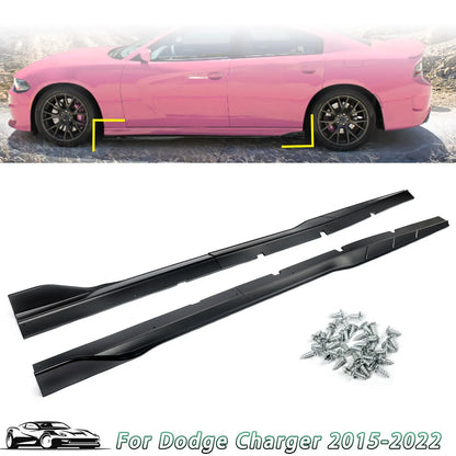 15-2022 - Dodge Charger Track Style Matte Black Side Skirt Rocker Panels