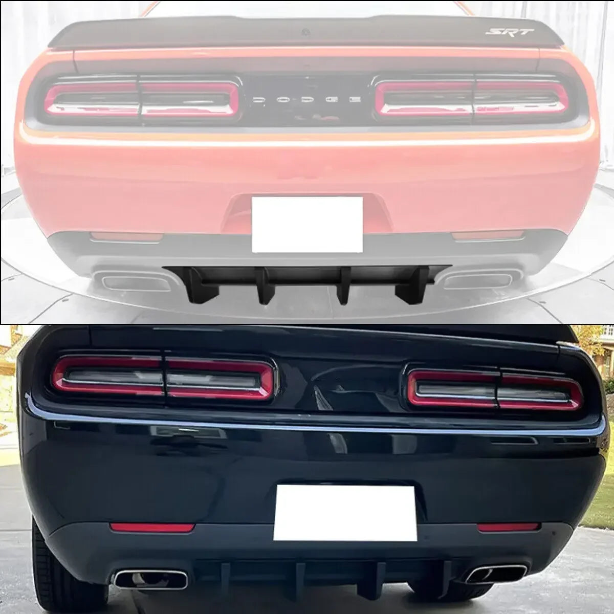 Dodge Challenger 2015-2022 Black Rear Diffuser