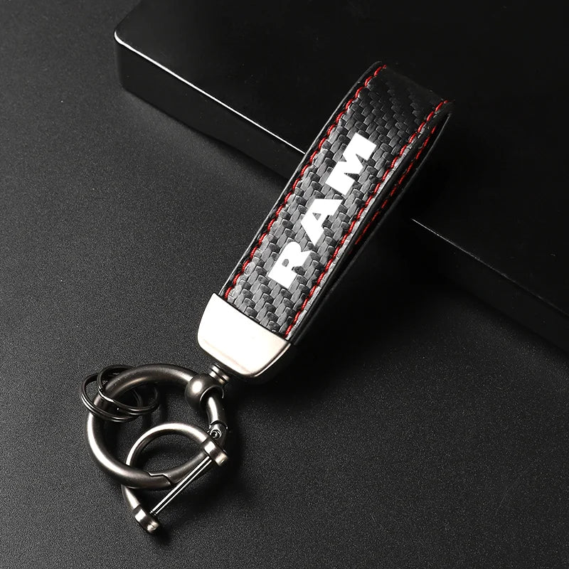 Carbon Fiber Leather Keychain