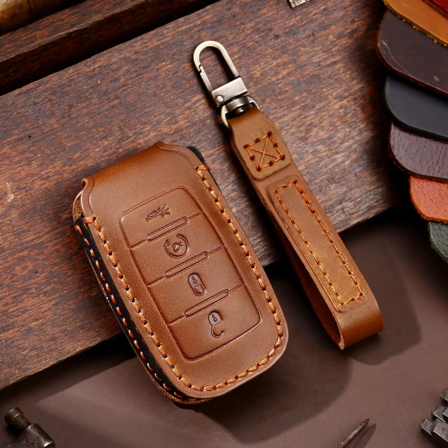 Leather Car Key Cover Case