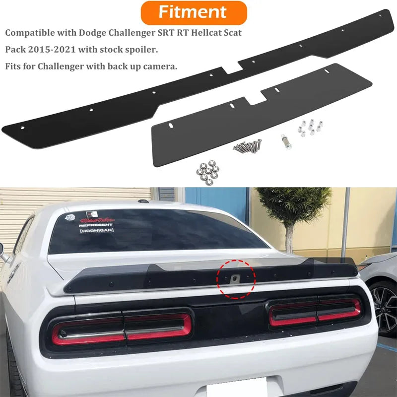 Rear WickerBill Spoiler - Dodge Challenger 2015-2021 SRT RT Hellcat Scat Pack with Back Up Camera