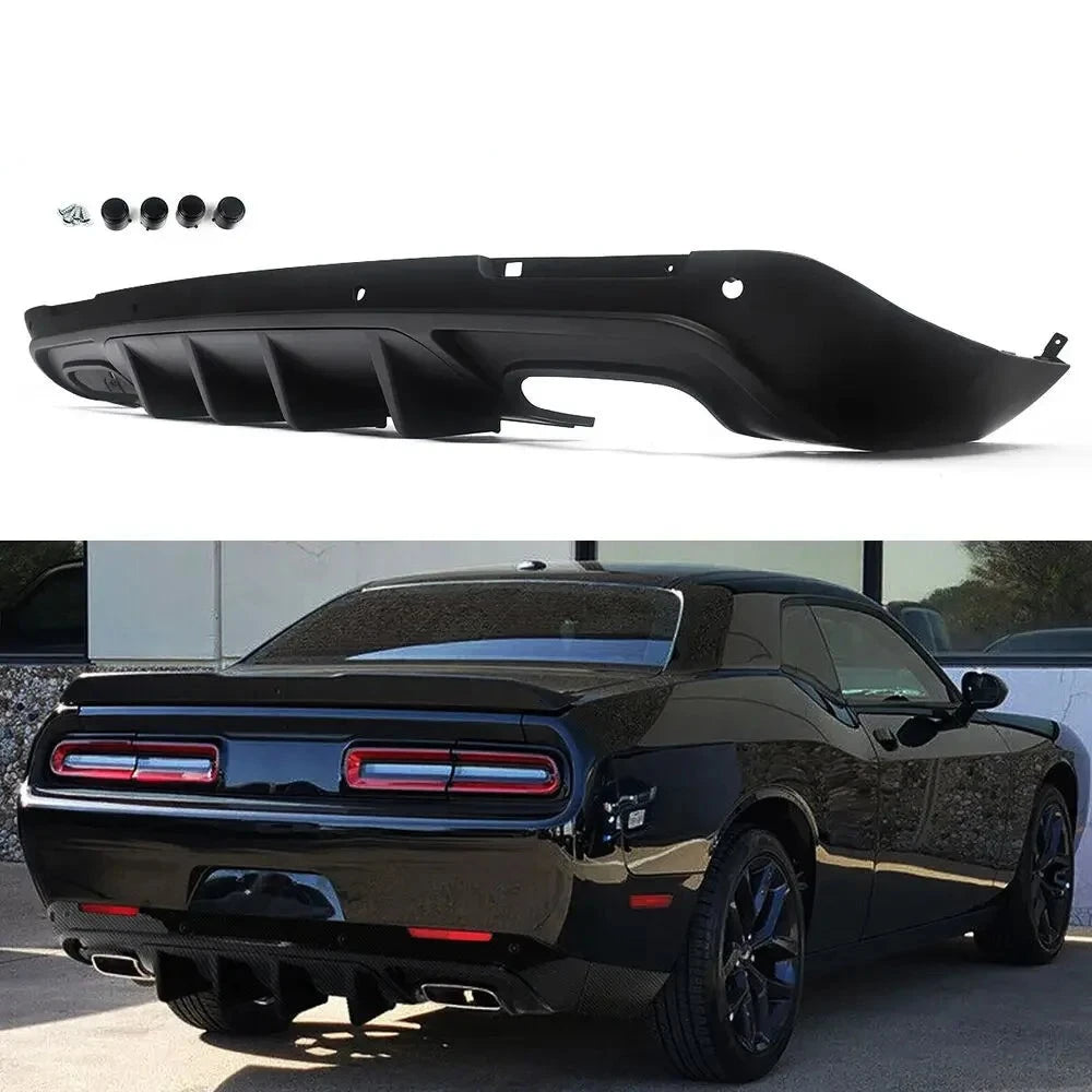 Dodge Challenger Shark Fins Rear Bumper Lip Diffuser - 2015-2023  Matte Black