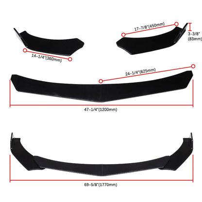 Front Bumper Lip Splitter Spoiler + Strut Rods - Dodge Challenger SRT SXT RT