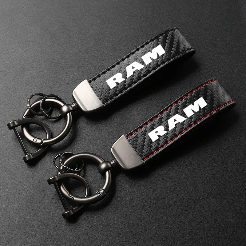 Carbon Fiber Leather Keychain